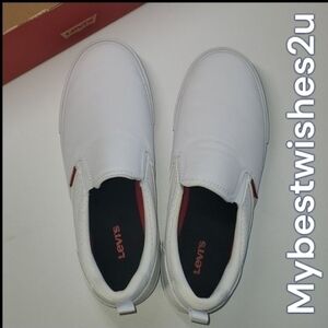 Levi's Shoes women's size 10 slip on perforated white mono flats Slip-on Nays